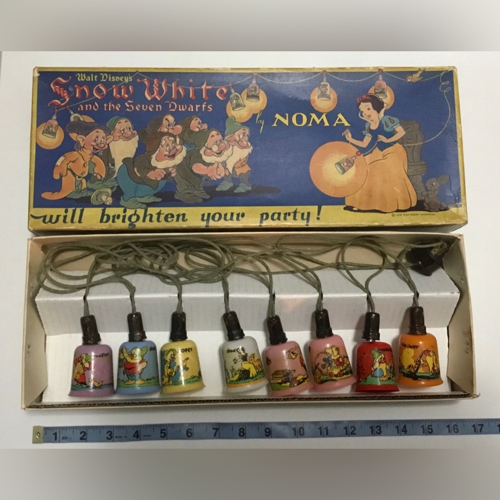 ❤️EXTREMELY RARE 1938 SNOW WHITE & THE SEVEN DWARFS NOMA LIGHT SET❤️